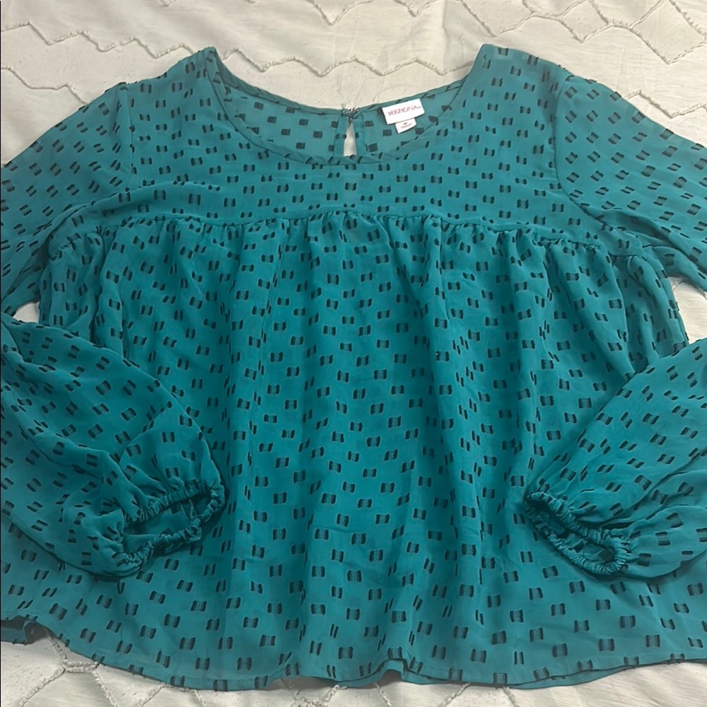 Merona Blue Long Sleeve Boxy Blouse